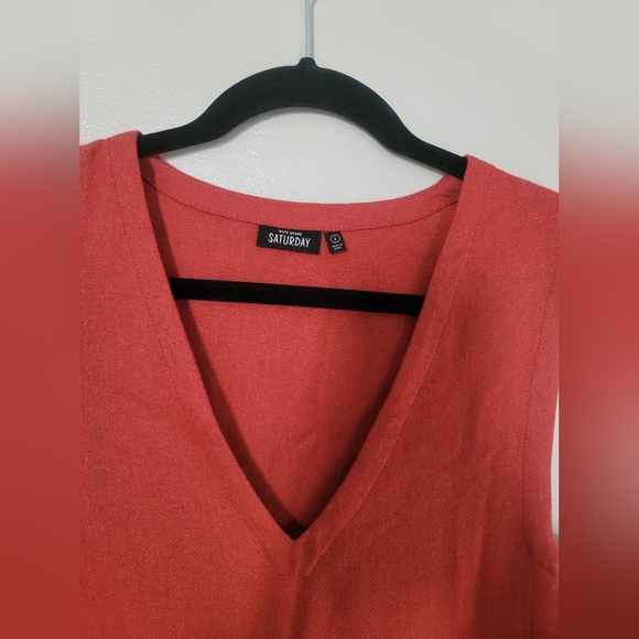 Kate Spade Saturday V Neck Bilateral Bows Size S 45% Wool Red Boho Dress - Picture 7 of 10
